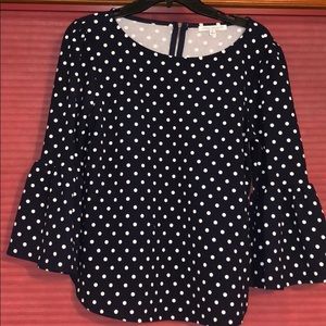 Polka dotted shirt with flare sleeves
